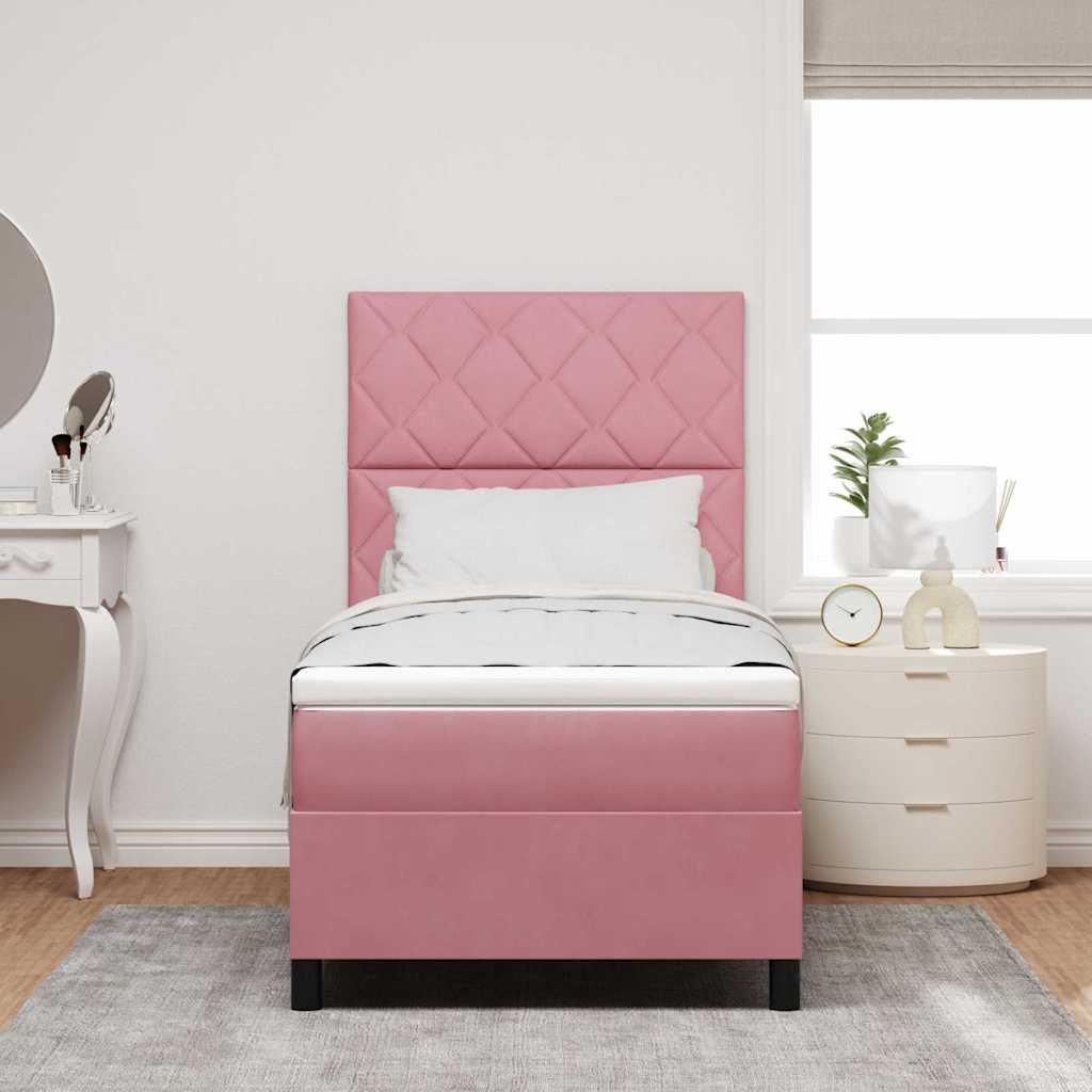 LED Box Spring Bed met hoofdeinde Roze 100 x 200 cm Fluweel
