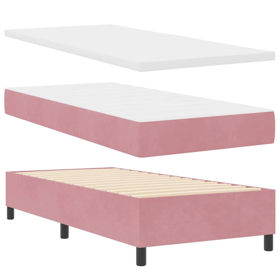 LED Box Spring Bed met hoofdeinde Roze 100 x 200 cm Fluweel
