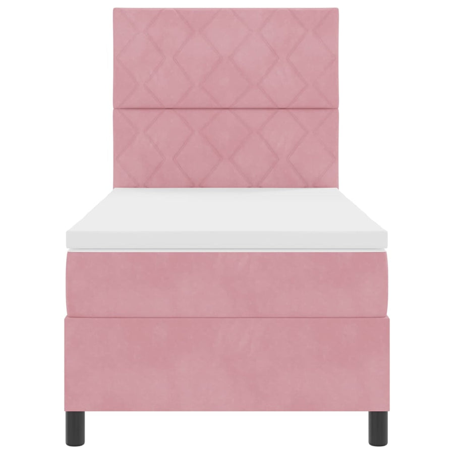LED Box Spring Bed met hoofdeinde Roze 100 x 200 cm Fluweel
