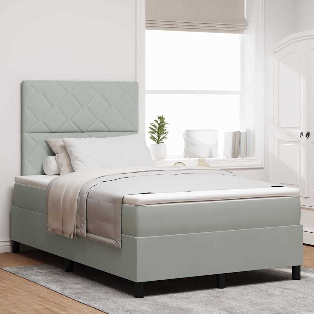 LED Box Spring Bed Lichtgrijs 120 x 190 cm Fluweel