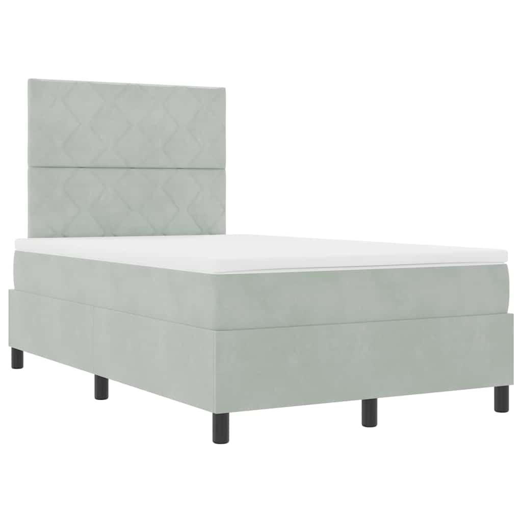 LED Box Spring Bed Lichtgrijs 120 x 190 cm Fluweel