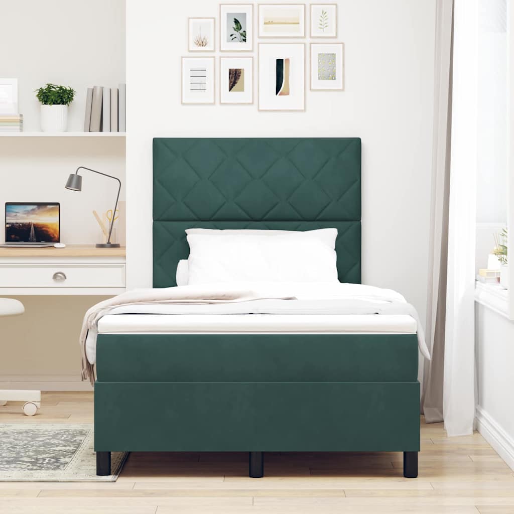 LED Box Spring Bed met matras Donkergroen 120 x 190 cm Fluweel