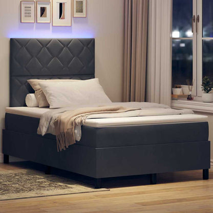LED Box Spring Bed met matras Donkergrijs 120 x 200 cm Fluweel