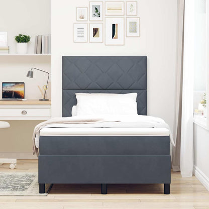 LED Box Spring Bed met matras Donkergrijs 120 x 200 cm Fluweel