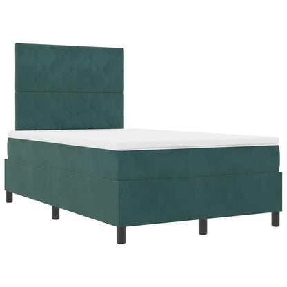 LED Box Spring Bed Donkergroen 120 x 200 cm Fluweel