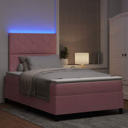 LED Box Spring Bed met hoofdeinde Roze 120 x 200 cm Fluweel