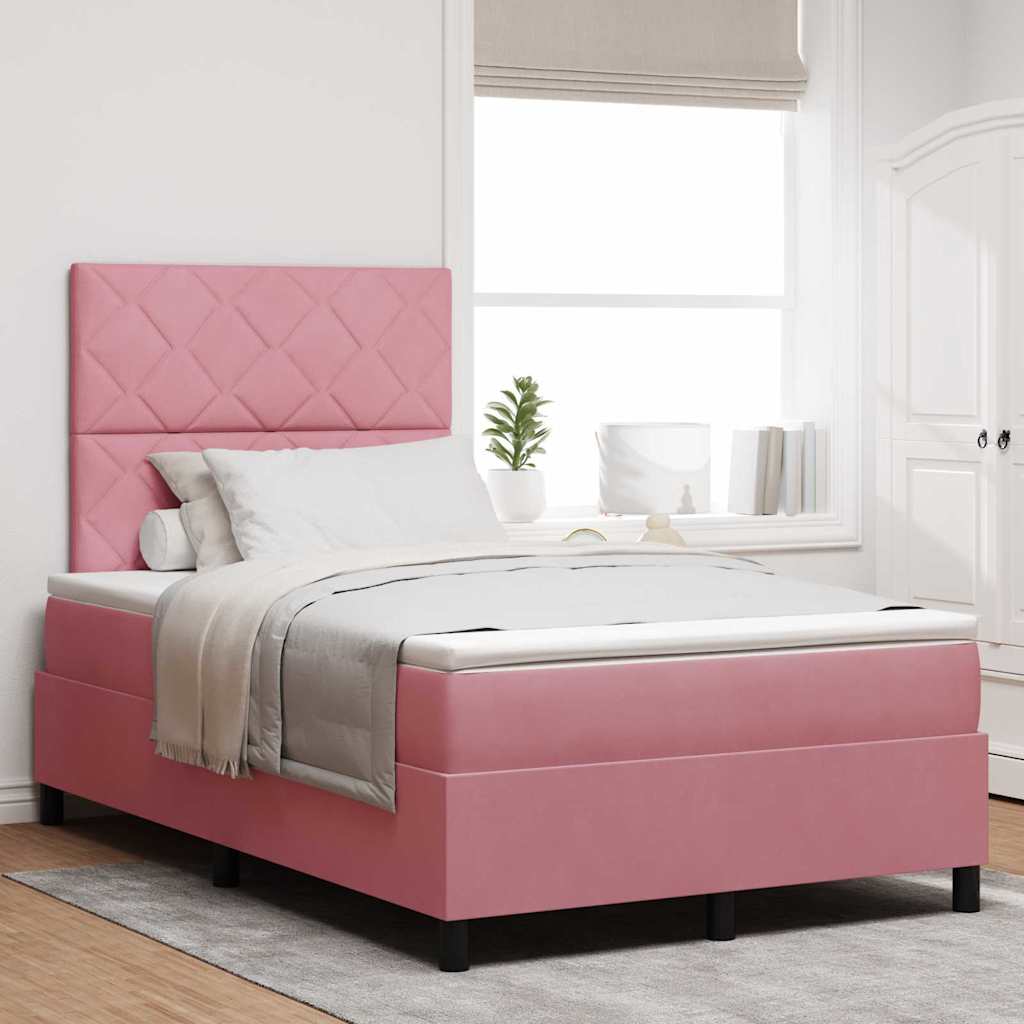 LED Box Spring Bed met hoofdeinde Roze 120 x 200 cm Fluweel