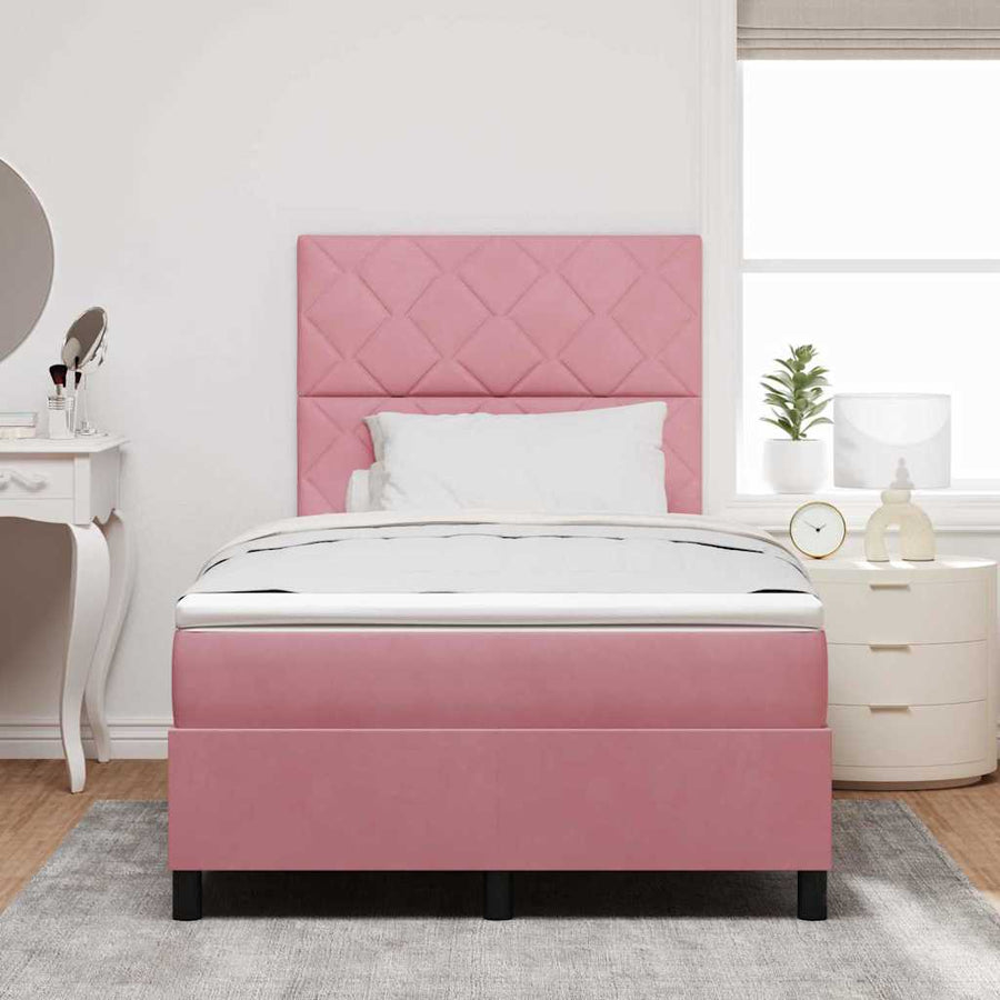 LED Box Spring Bed met hoofdeinde Roze 120 x 200 cm Fluweel