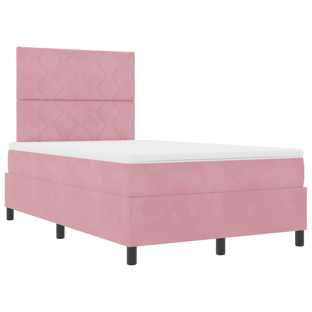 LED Box Spring Bed met hoofdeinde Roze 120 x 200 cm Fluweel
