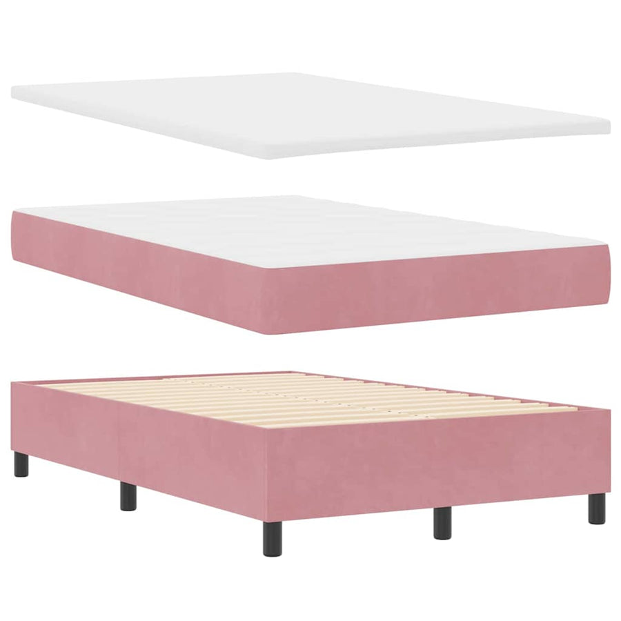 LED Box Spring Bed met hoofdeinde Roze 120 x 200 cm Fluweel