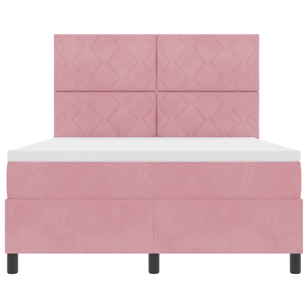 LED Box Spring Bed met hoofdeinde Roze 140 x 190 cm Fluweel