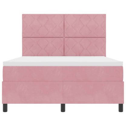 LED Box Spring Bed met hoofdeinde Roze 140 x 190 cm Fluweel