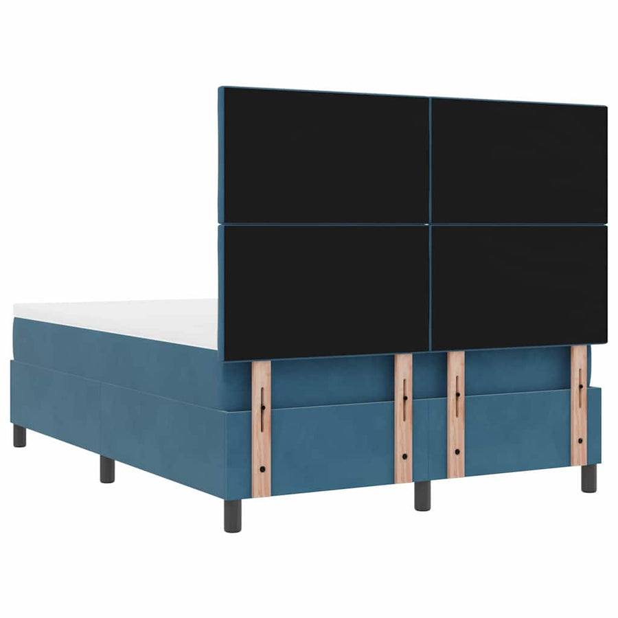 LED Box Spring Bed Donkerblauw 140 x 200 cm Fluweel