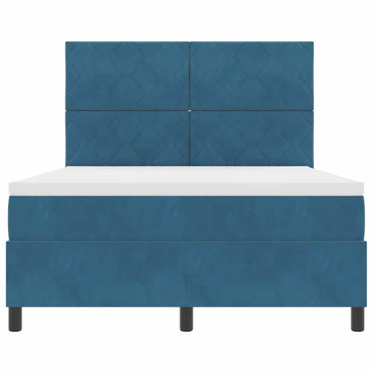 LED Box Spring Bed Donkerblauw 140 x 200 cm Fluweel