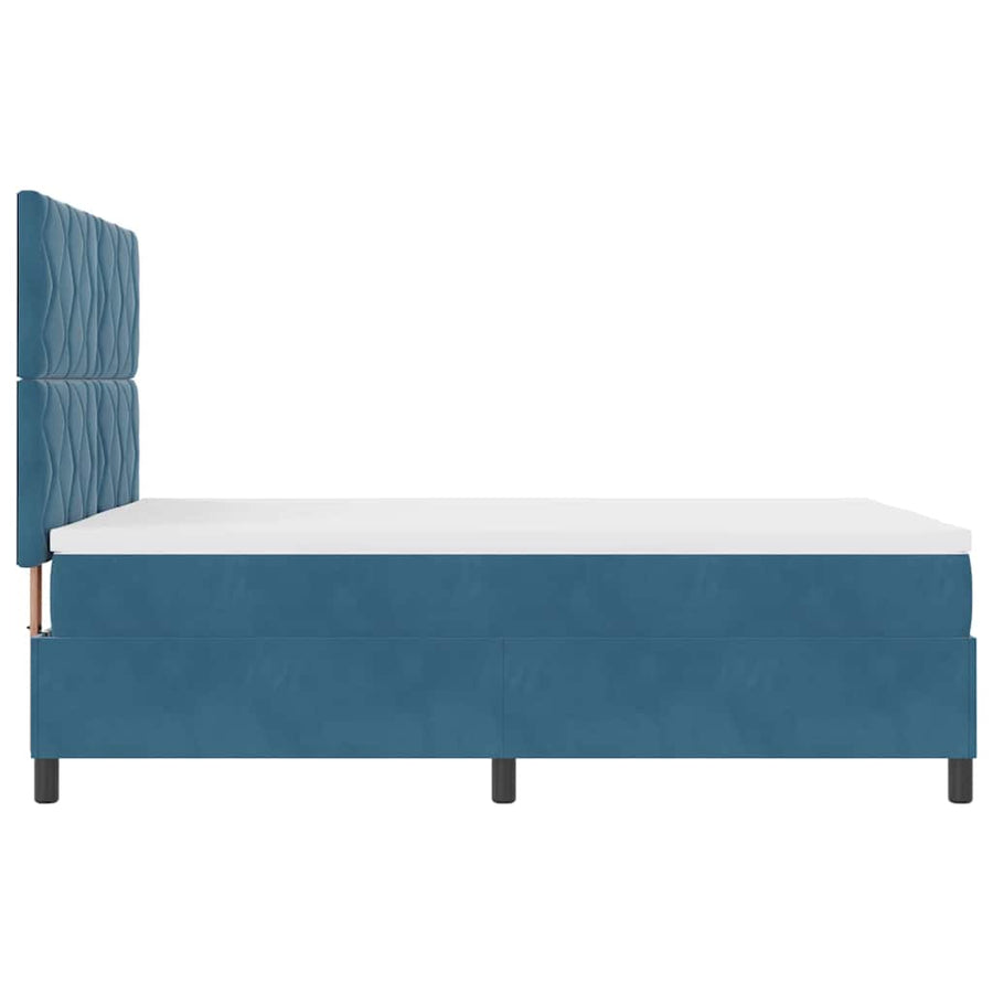 LED Box Spring Bed Donkerblauw 140 x 200 cm Fluweel