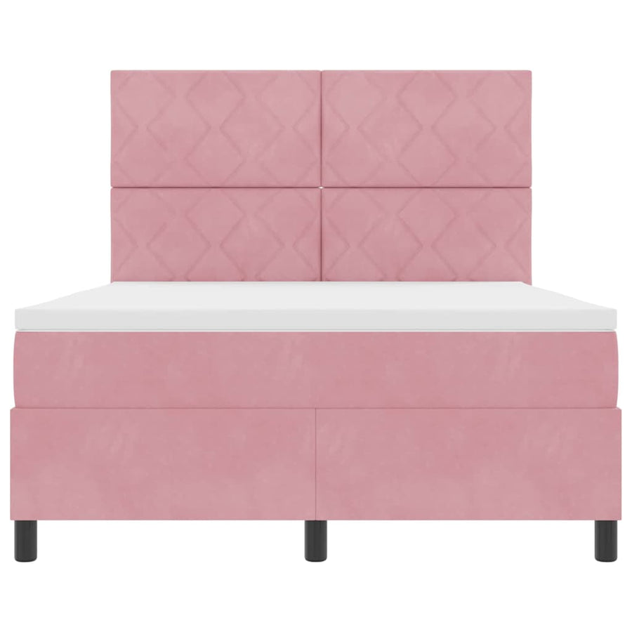LED Box Spring Bed met hoofdeinde Roze 140 x 200 cm Fluweel