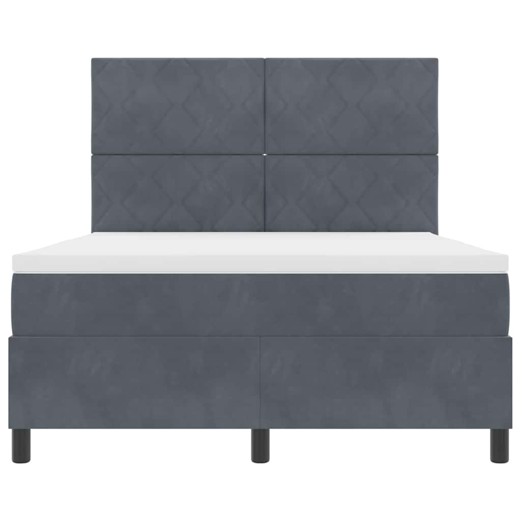 LED Box Spring Bed Donkergrijs 160 x 200 cm Fluweel