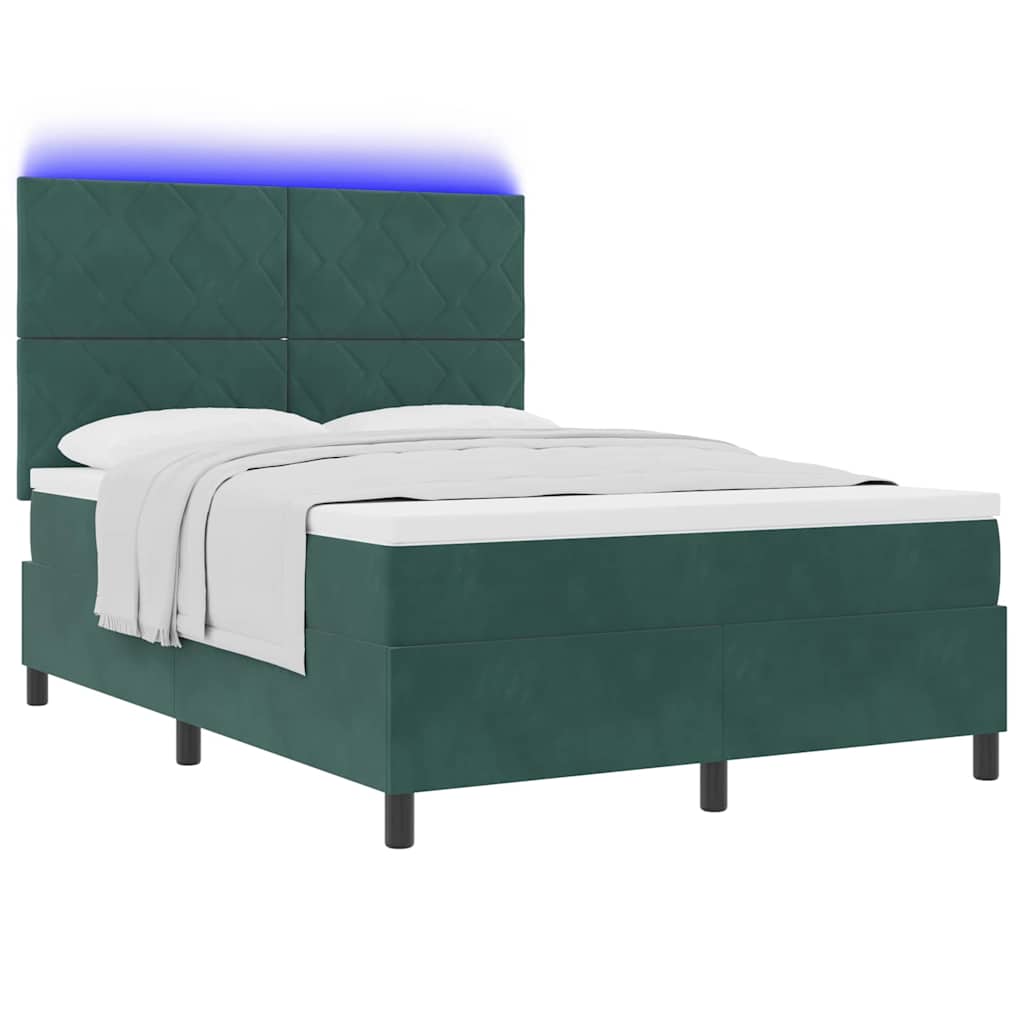 LED Box Spring Bed met matras Donkergroen 160 x 200 cm Fluweel