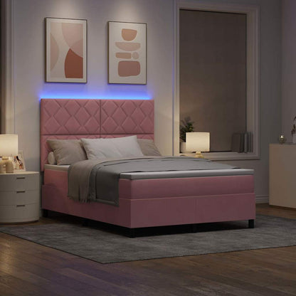 LED Box Spring Bed met hoofdeinde Roze 160 x 200 cm Fluweel