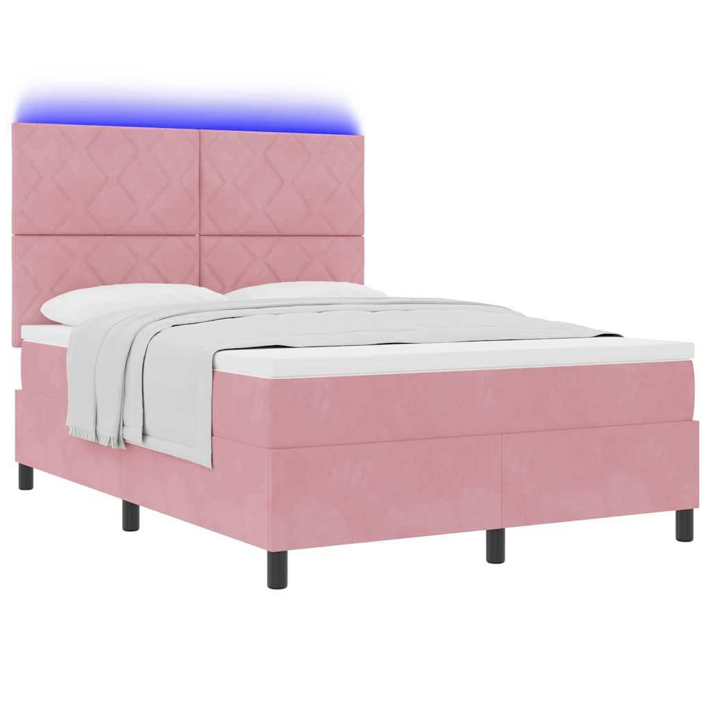 LED Box Spring Bed met hoofdeinde Roze 160 x 200 cm Fluweel