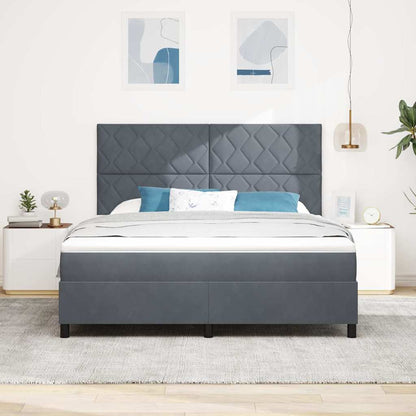 LED Box Spring Bed met matras Donkergrijs 180 x 200 cm Fluweel