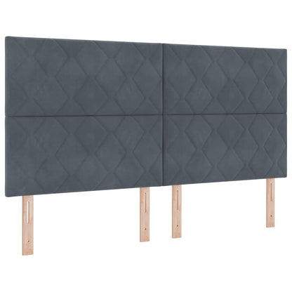 LED Box Spring Bed met matras Donkergrijs 180 x 200 cm Fluweel