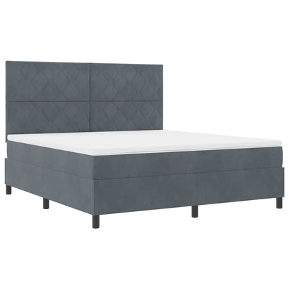 LED Box Spring Bed met matras Donkergrijs 180 x 200 cm Fluweel