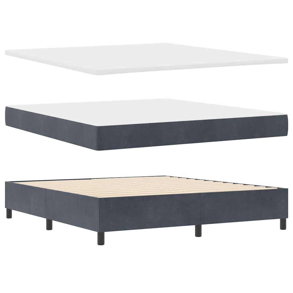 LED Box Spring Bed met matras Donkergrijs 180 x 200 cm Fluweel