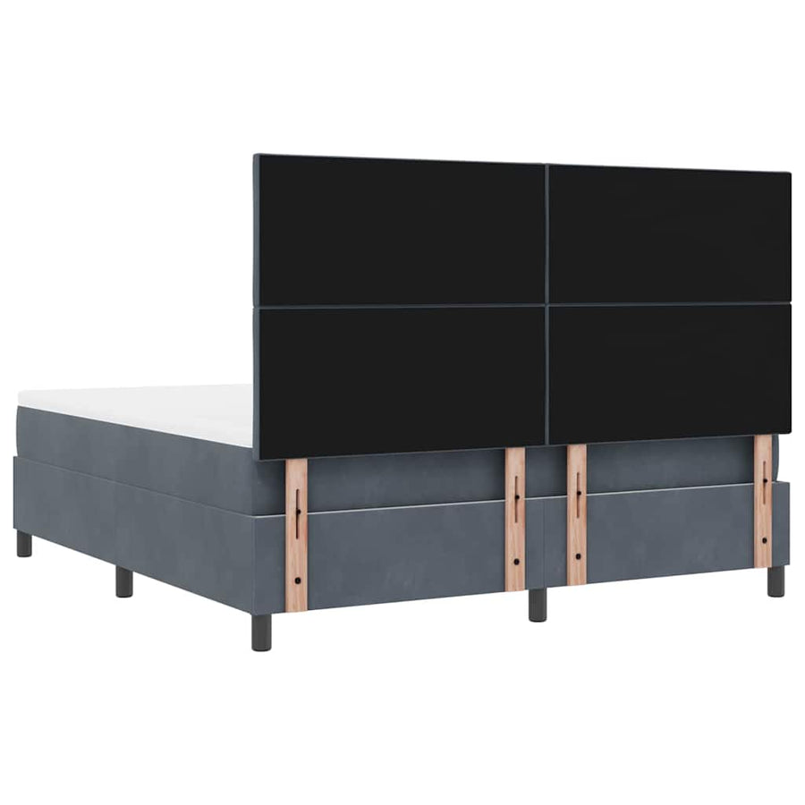LED Box Spring Bed met matras Donkergrijs 180 x 200 cm Fluweel