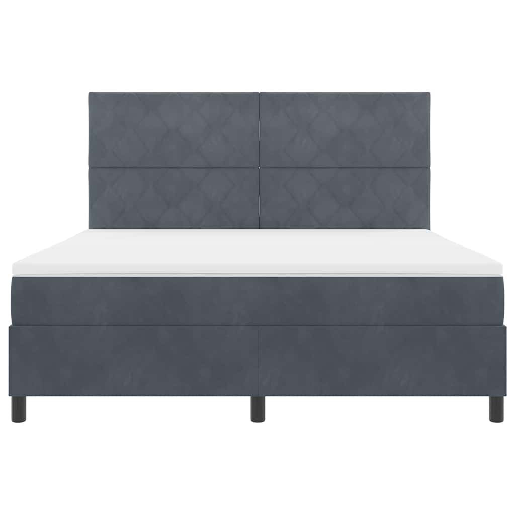 LED Box Spring Bed met matras Donkergrijs 180 x 200 cm Fluweel