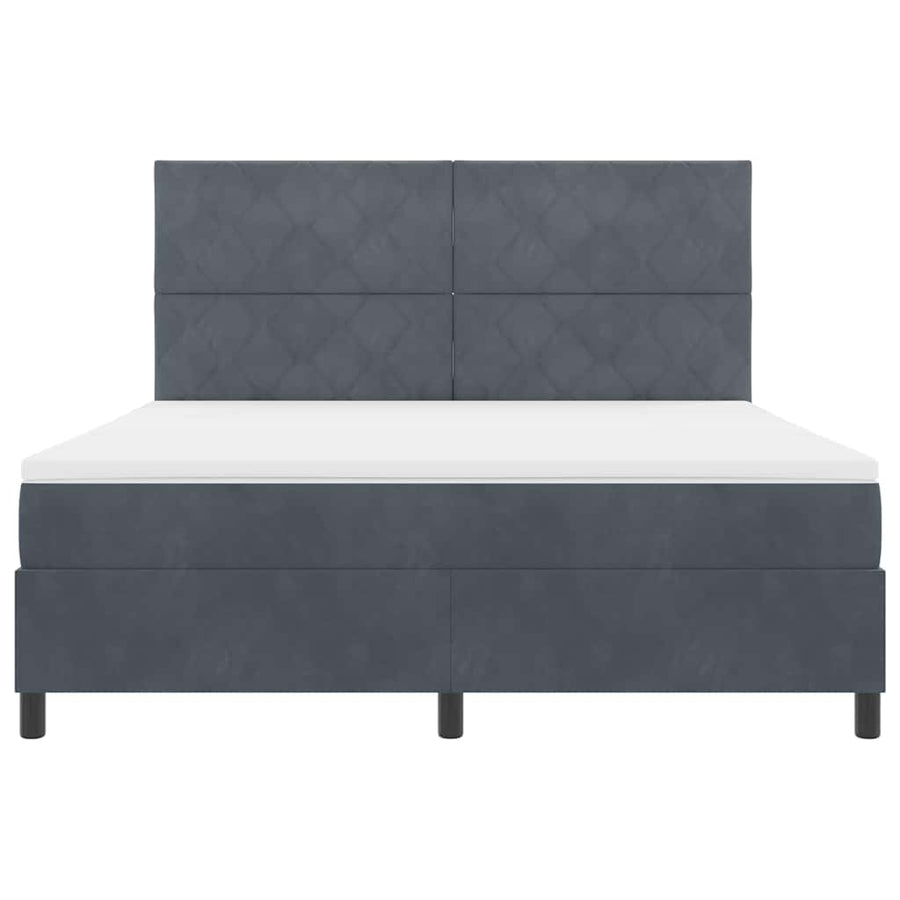 LED Box Spring Bed met matras Donkergrijs 180 x 200 cm Fluweel