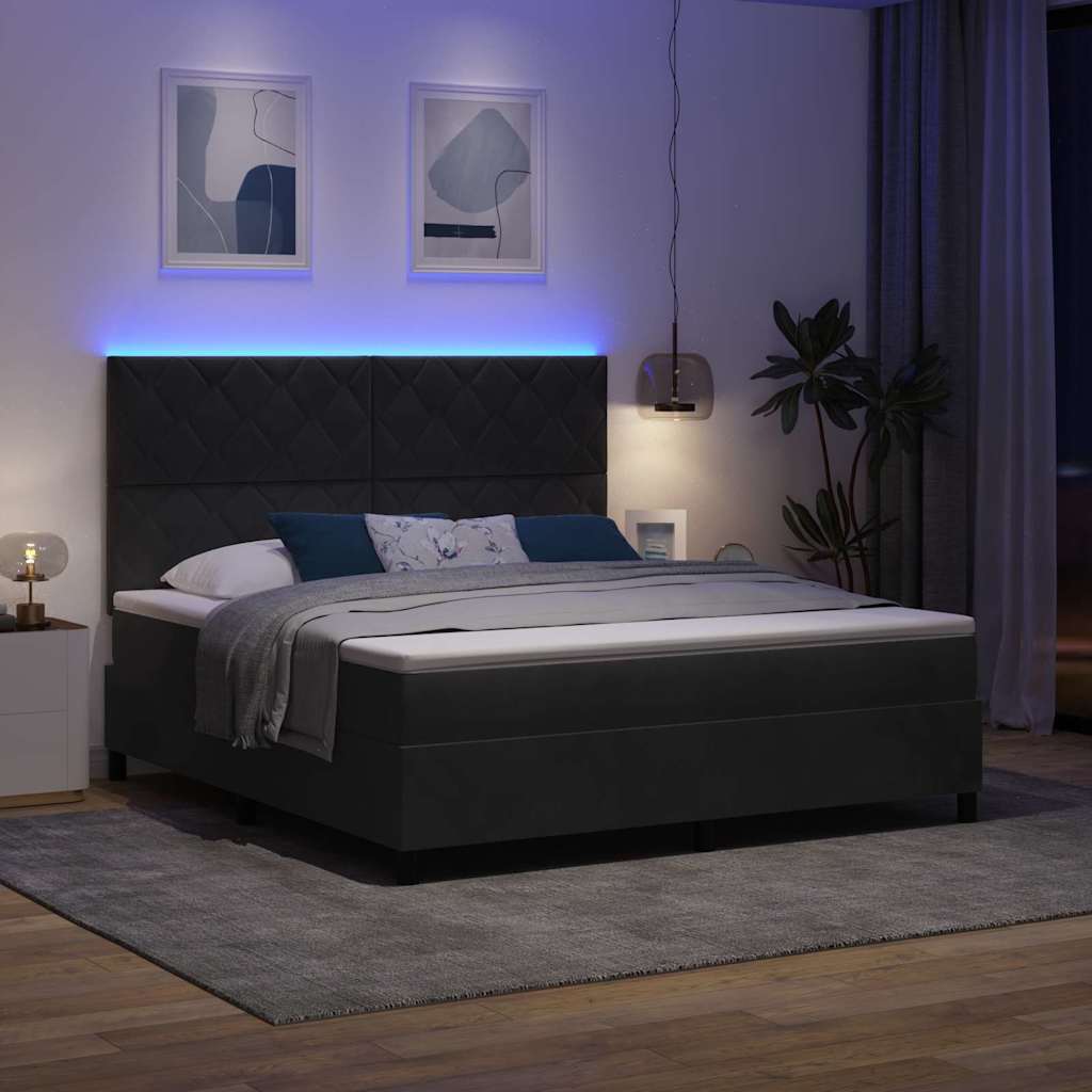 LED Box Spring Bed met hoofdeinde Zwart 180 x 200 cm Fluweel