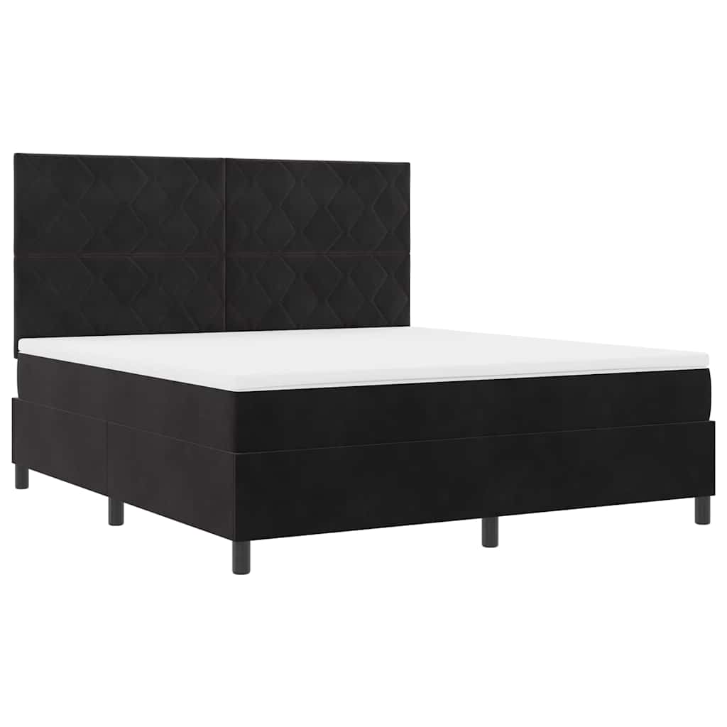 LED Box Spring Bed met hoofdeinde Zwart 180 x 200 cm Fluweel