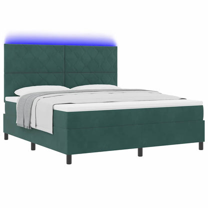 LED Box Spring Bed met matras Donkergroen 180 x 200 cm Stof
