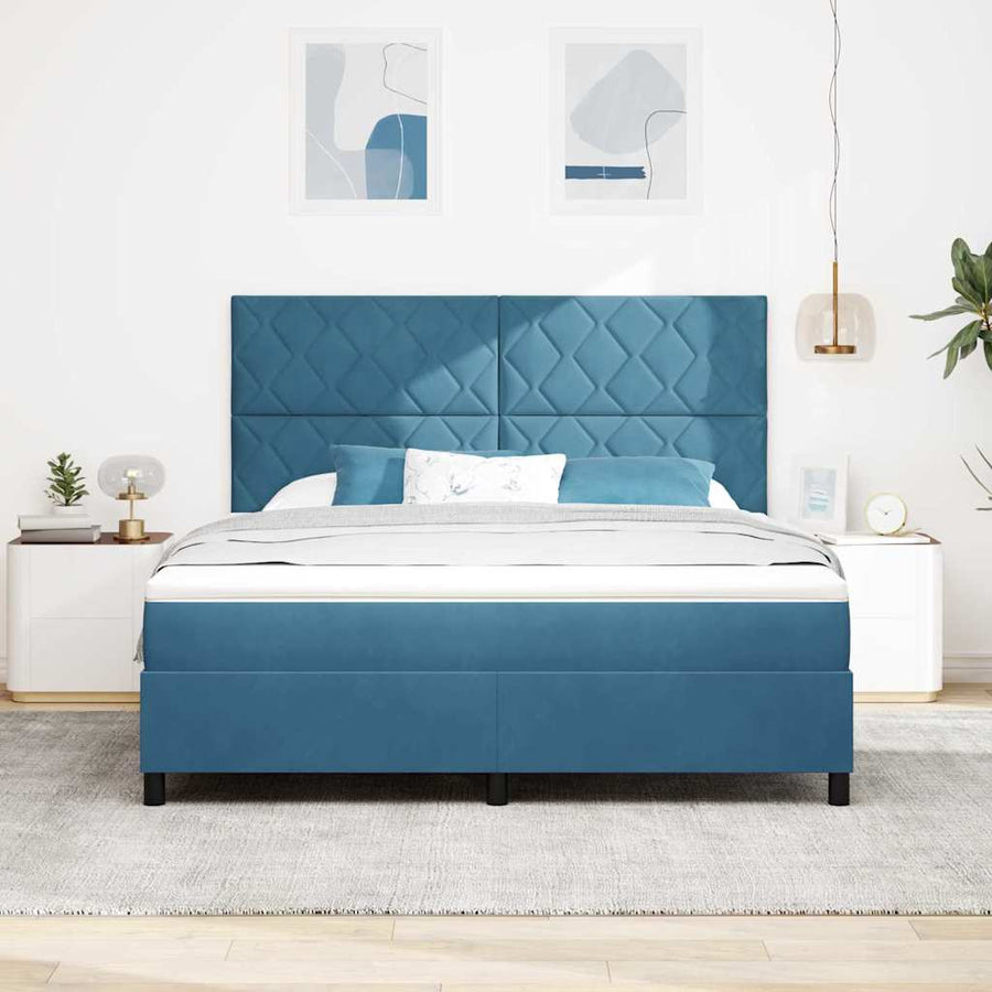 LED Box Spring Bed met matras Donkerblauw 180 x 200 cm Stof