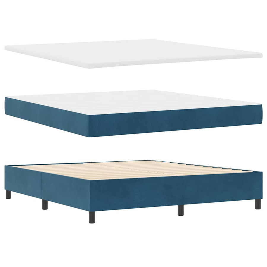 LED Box Spring Bed met matras Donkerblauw 180 x 200 cm Stof