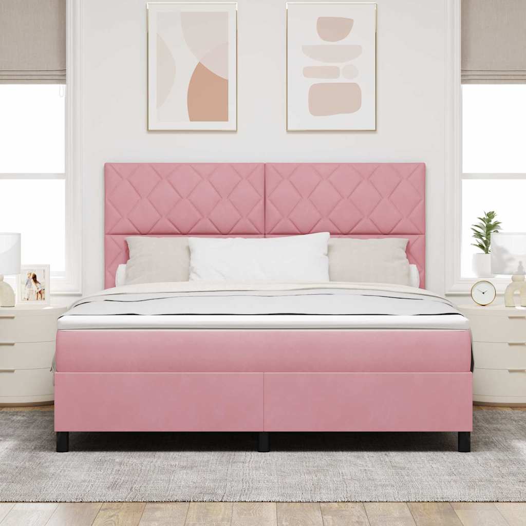 LED Box Spring Bed met matras Roze 180 x 200 cm Fluweel