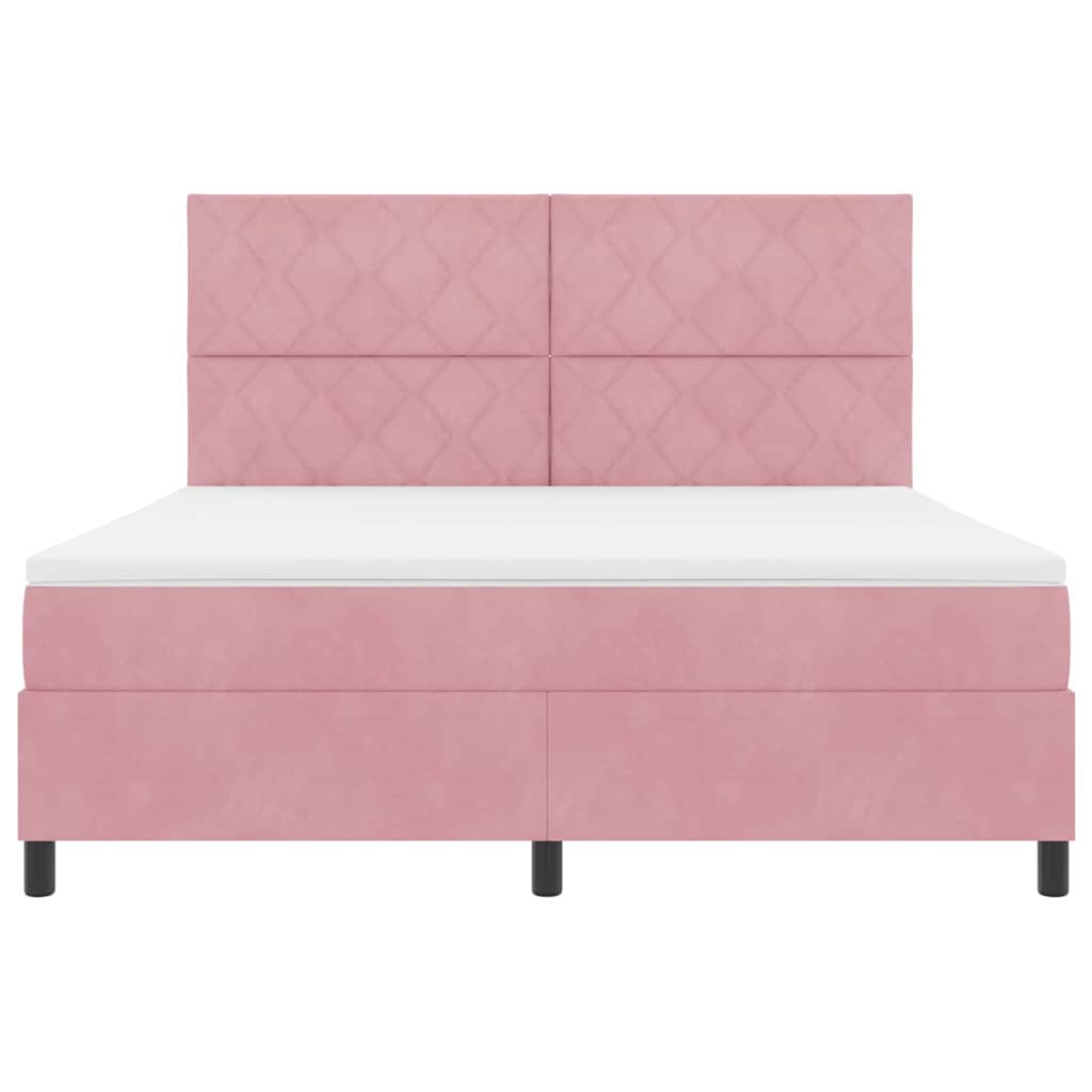 LED Box Spring Bed met matras Roze 180 x 200 cm Fluweel