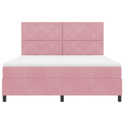 LED Box Spring Bed met matras Roze 180 x 200 cm Fluweel