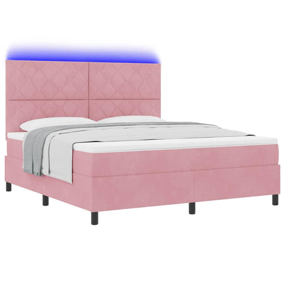 LED Box Spring Bed met matras Roze 180 x 200 cm Fluweel