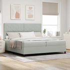 Boxspringbed lichtgrijs fluweel 200 x 200 cm