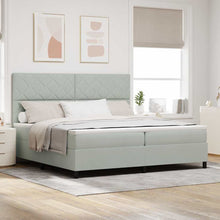 LED Box Spring Bed Lichtgrijs 200 x 200 cm Fluweel