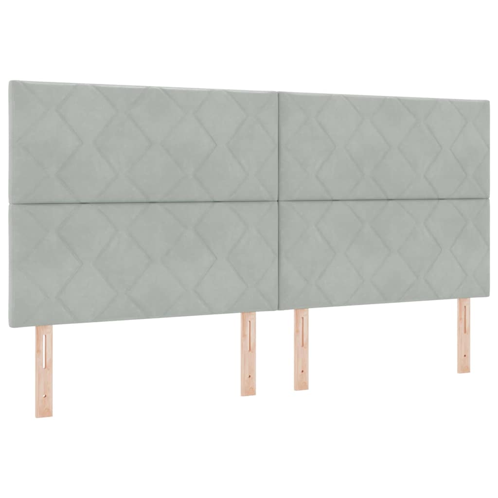 LED Box Spring Bed Lichtgrijs 200 x 200 cm Fluweel