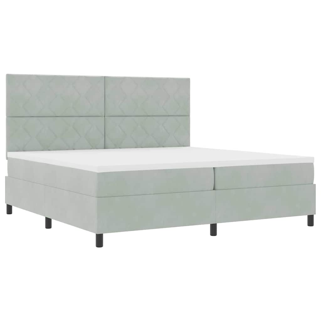 LED Box Spring Bed Lichtgrijs 200 x 200 cm Fluweel