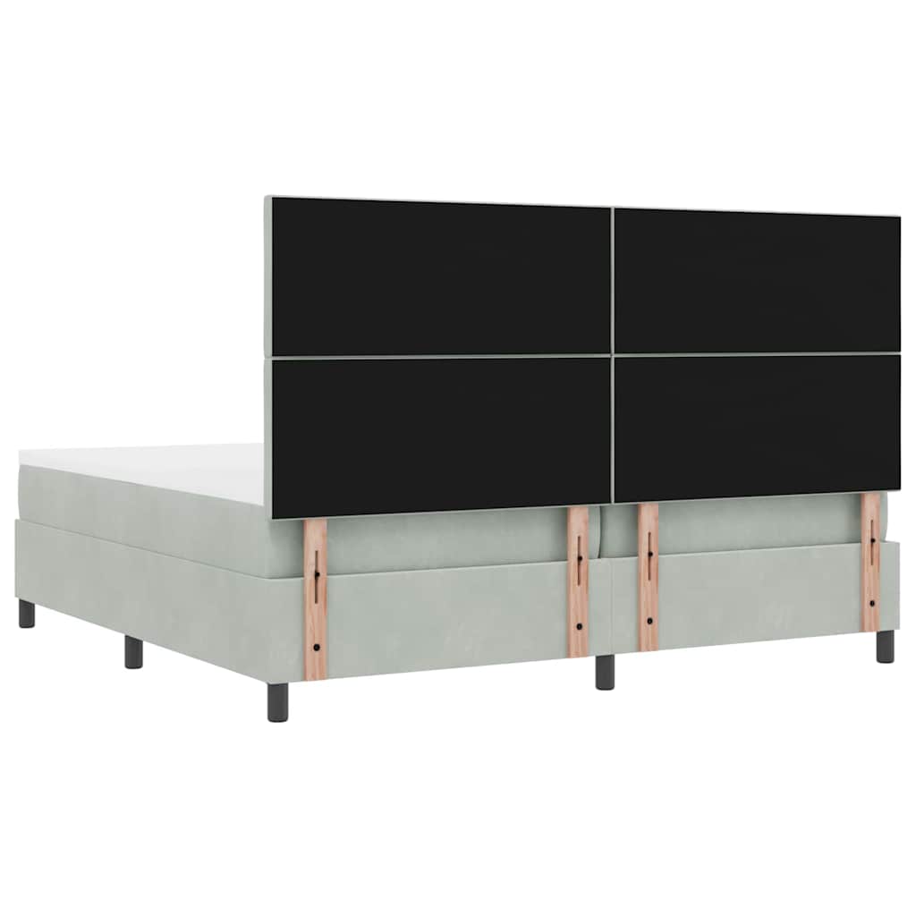 LED Box Spring Bed Lichtgrijs 200 x 200 cm Fluweel