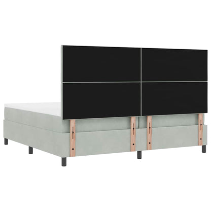 LED Box Spring Bed Lichtgrijs 200 x 200 cm Fluweel