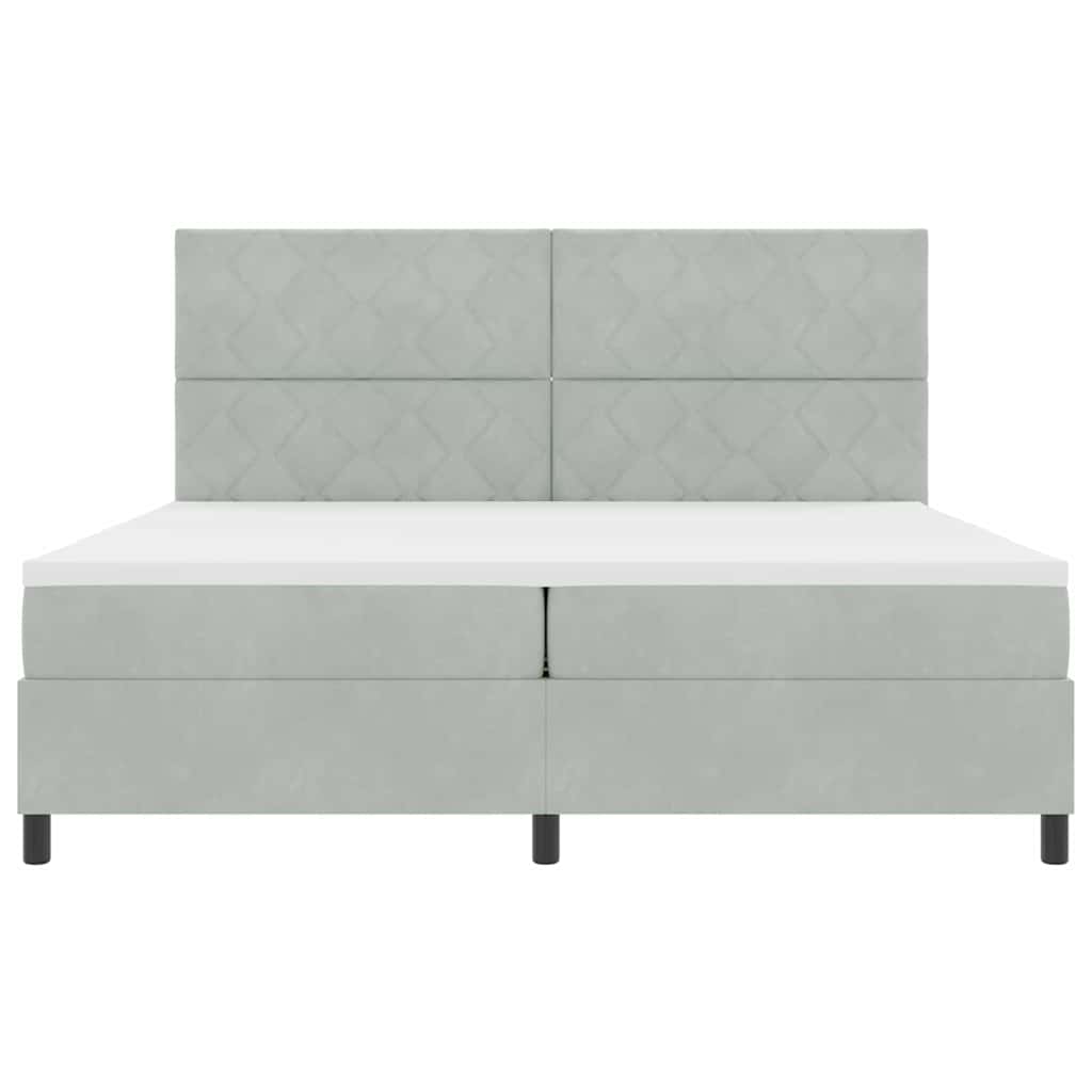 LED Box Spring Bed Lichtgrijs 200 x 200 cm Fluweel