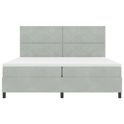 LED Box Spring Bed Lichtgrijs 200 x 200 cm Fluweel
