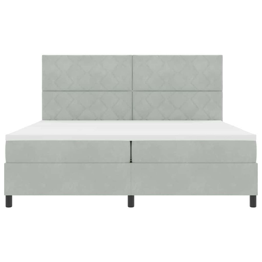 LED Box Spring Bed Lichtgrijs 200 x 200 cm Fluweel