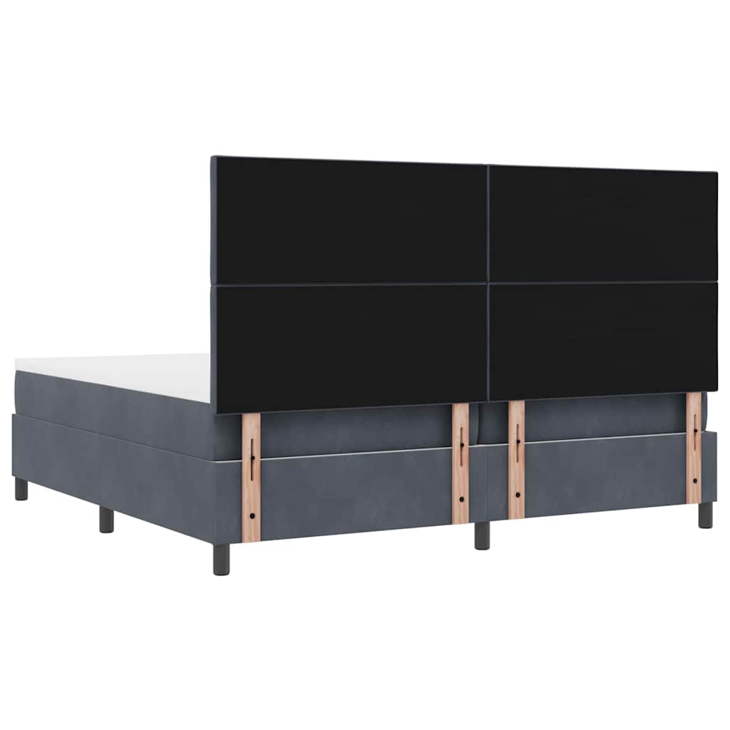 LED Box Spring Bed Donkergrijs 200 x 200 cm Fluweel